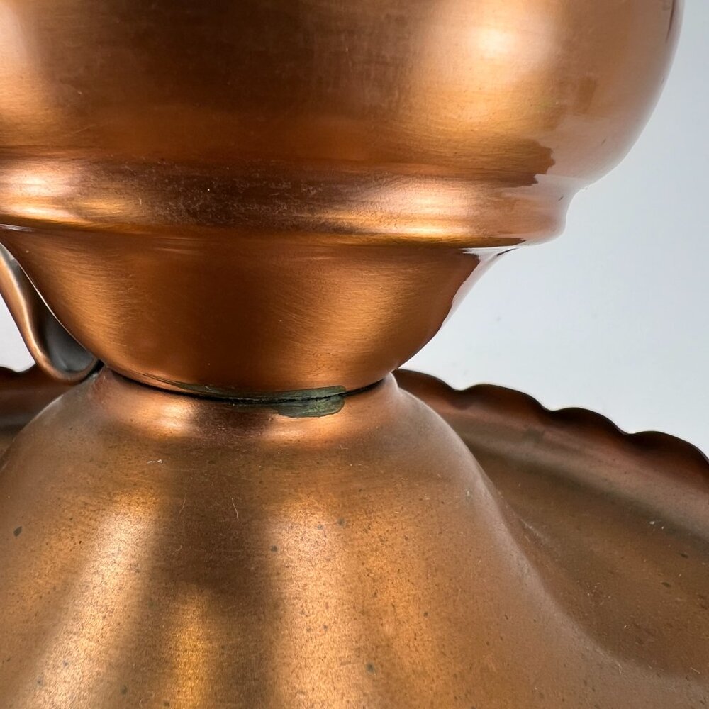 Vtg Gregorian Copper Drip Tray Table Chamber Candlestick Candle Holder Handle - Picture 12 of 15